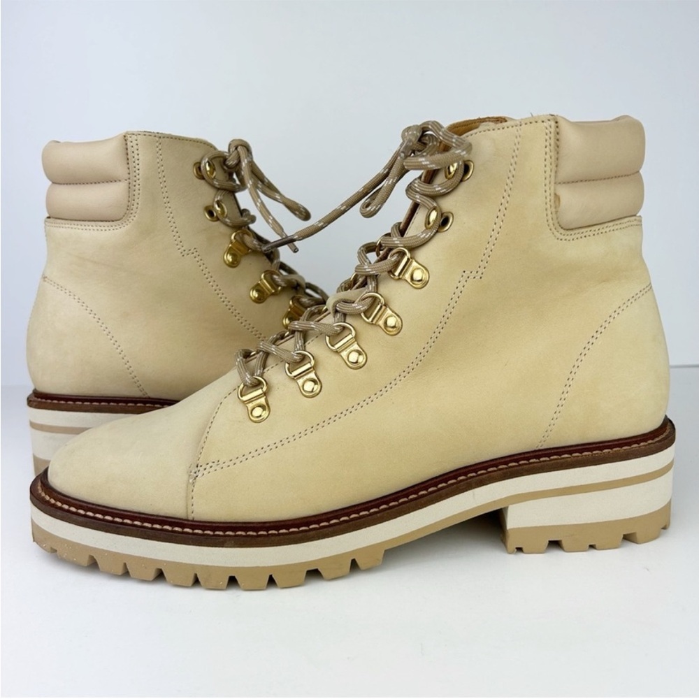 & Other Stories Chunky Platform Lace Up Leather Boots Women’s Size 10.5 Beige